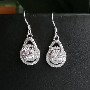 NEW sterling silver cz dangle drop earrings